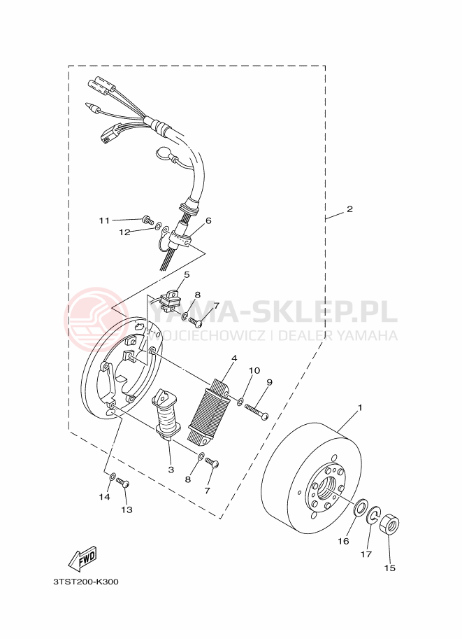 Schemat "prądnica" do Yamaha DT175