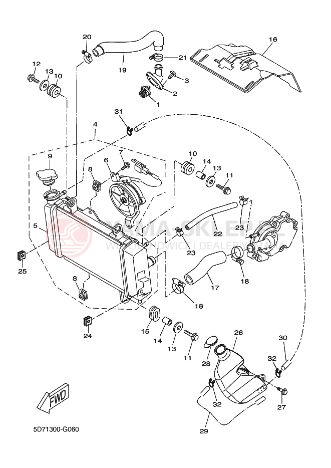 Schemat "Układ chlodzenia" do Yamaha YZF-R125