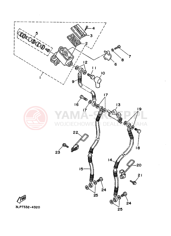 Schemat "Pompa hamulcowa przednia" do Yamaha XV750 VIRAGO