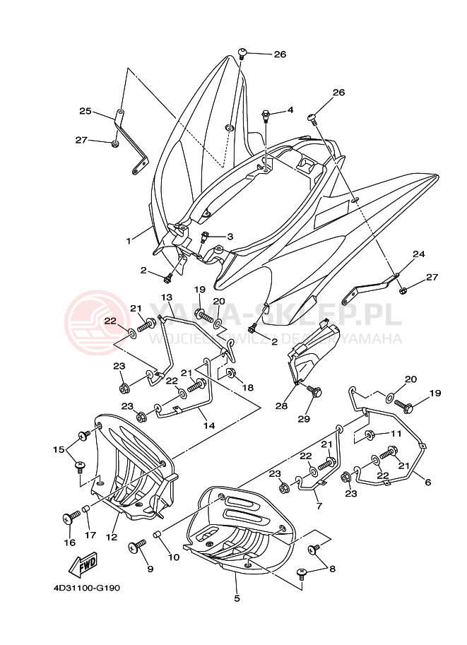 Schemat "TYLNY BŁOTNIK" do Yamaha YFM250R