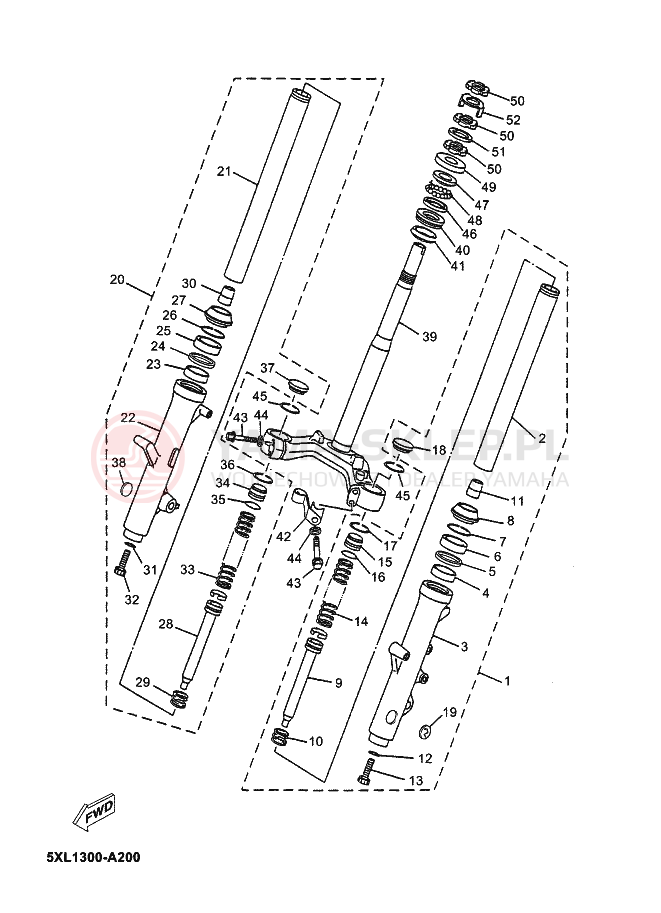 Schemat "Amortyzatory przód" do Yamaha MAJESTY 125
