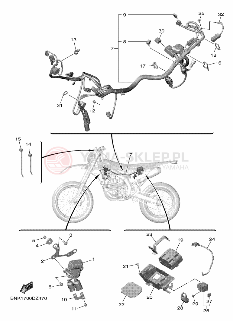 Schemat "układ elektryczny" do Yamaha WR450F