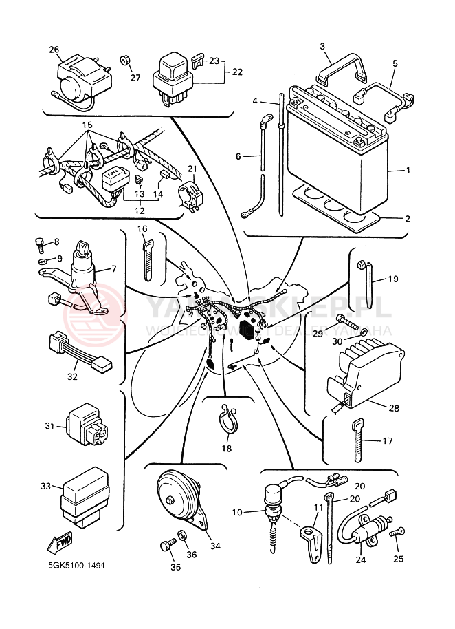 Schemat "układ elektryczny" do Yamaha VMX12 VMX12N VMAX