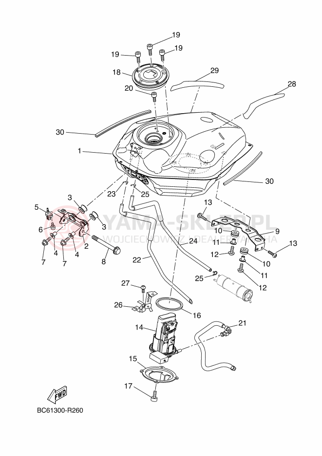 Schemat "zbiornik paliwa" do Yamaha TRACER 700