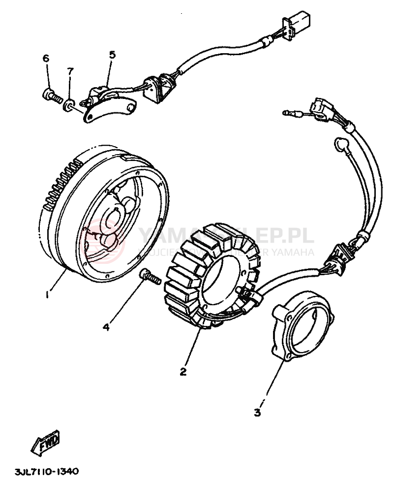 Schemat "prądnica" do Yamaha XV750 VIRAGO