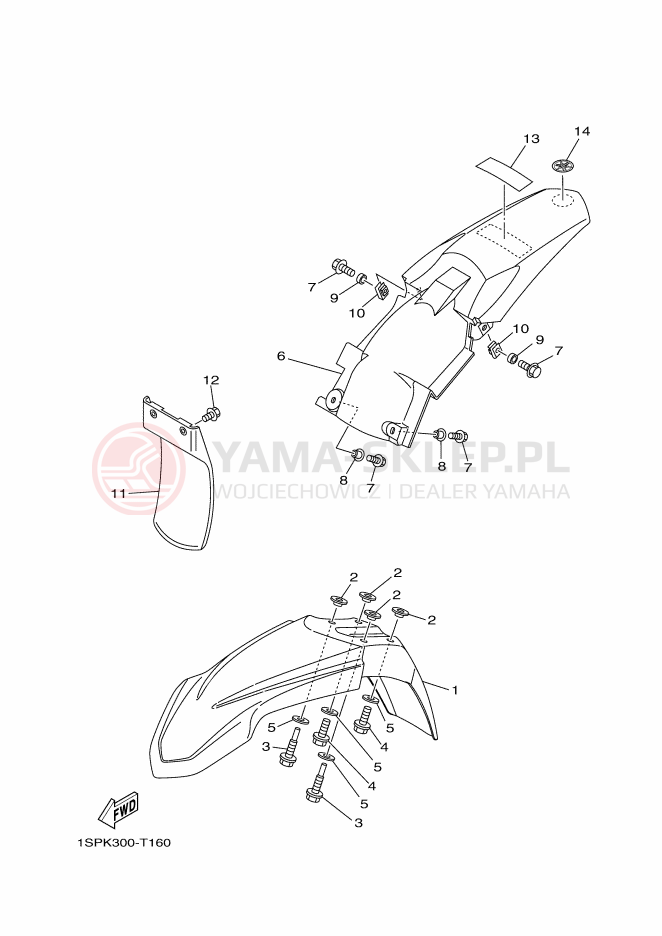 Schemat "błotnik" do Yamaha YZ85LW