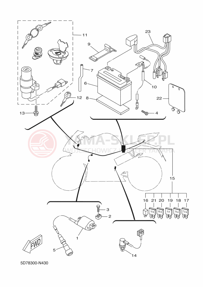 Schemat "układ elektryczny" do Yamaha YZF-R125