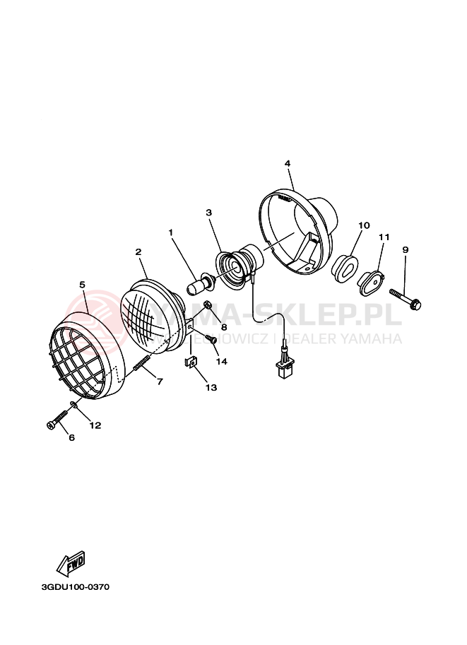Schemat "Lampa przód" do Yamaha WARRIOR