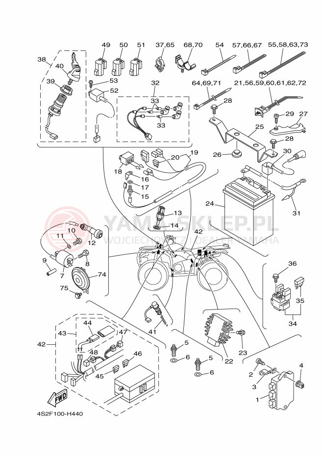 Schemat "układ elektryczny" do Yamaha GRIZZLY 350