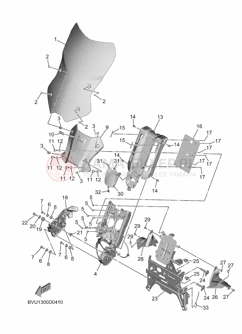 Schemat "PRZEDNIA SZYBA" do Yamaha TRACER 9GT