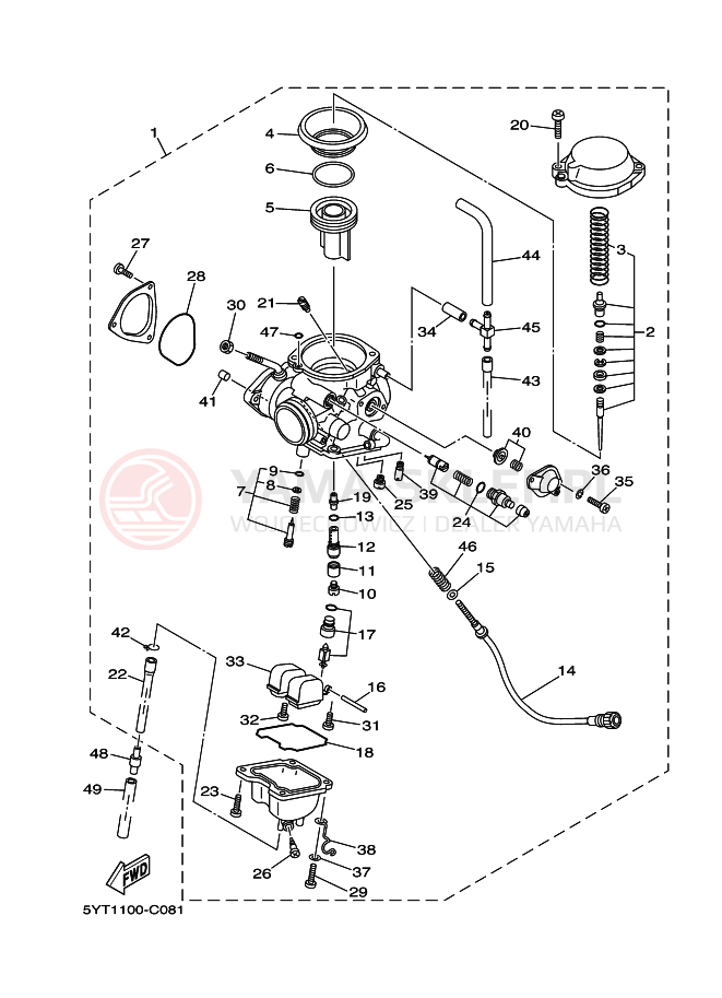 Schemat "Gaźnik" do Yamaha YFM350R