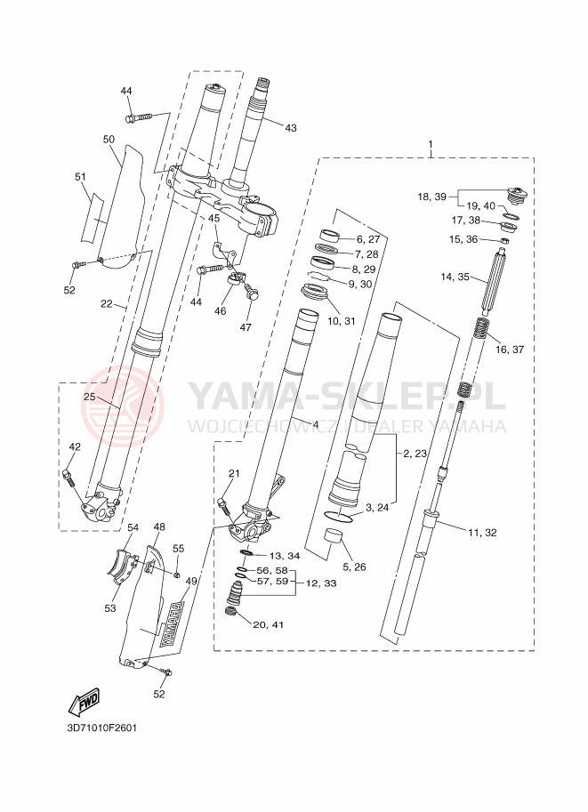 Schemat "Amortyzatory przód" do Yamaha WR250R
