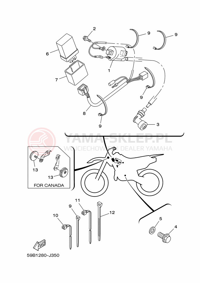 Schemat "układ elektryczny" do Yamaha TT-R125LW