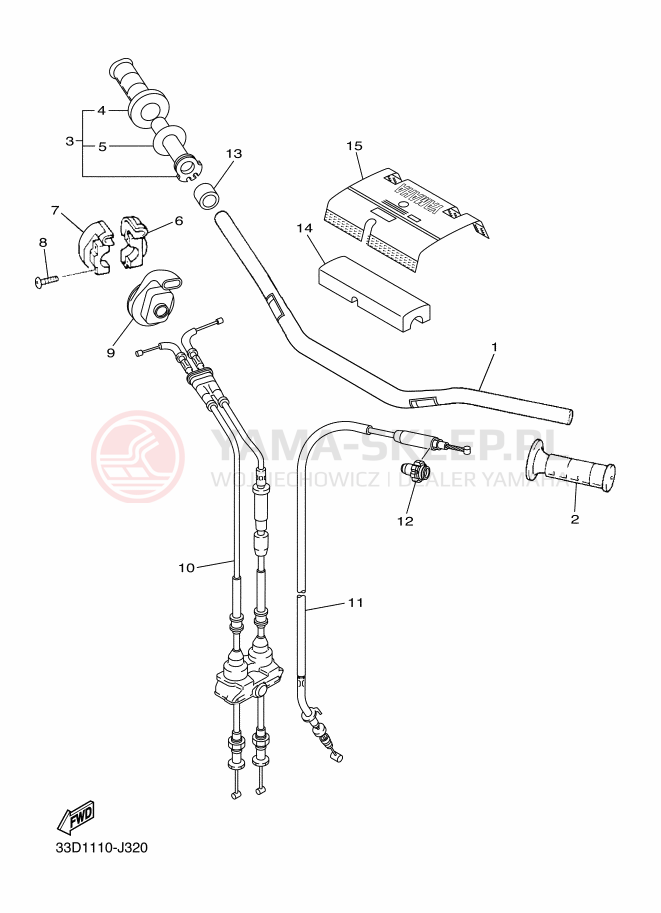 Schemat "Kierownica i osprzęt" do Yamaha YZ450F