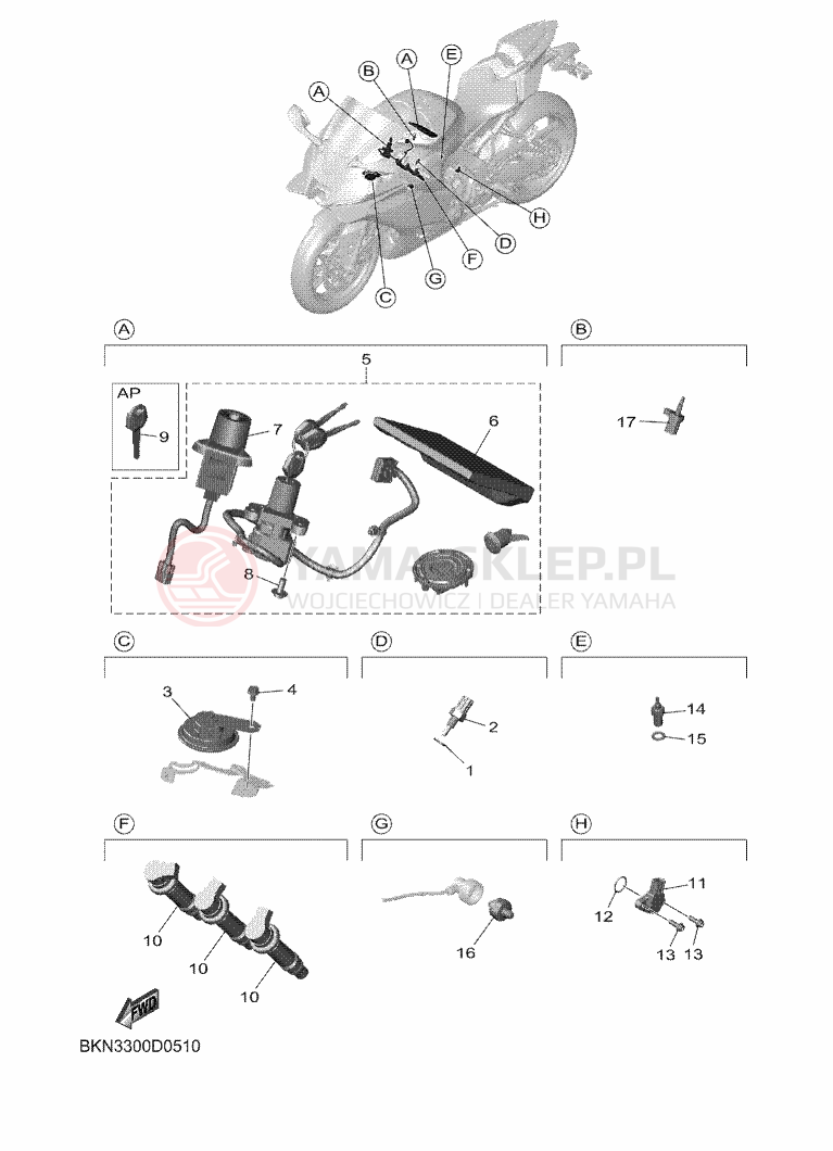 Schemat "układ elektryczny" do Yamaha R9 35KW