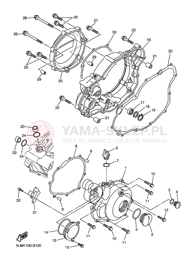 Schemat "Pokrywa silnika" do Yamaha WR250F
