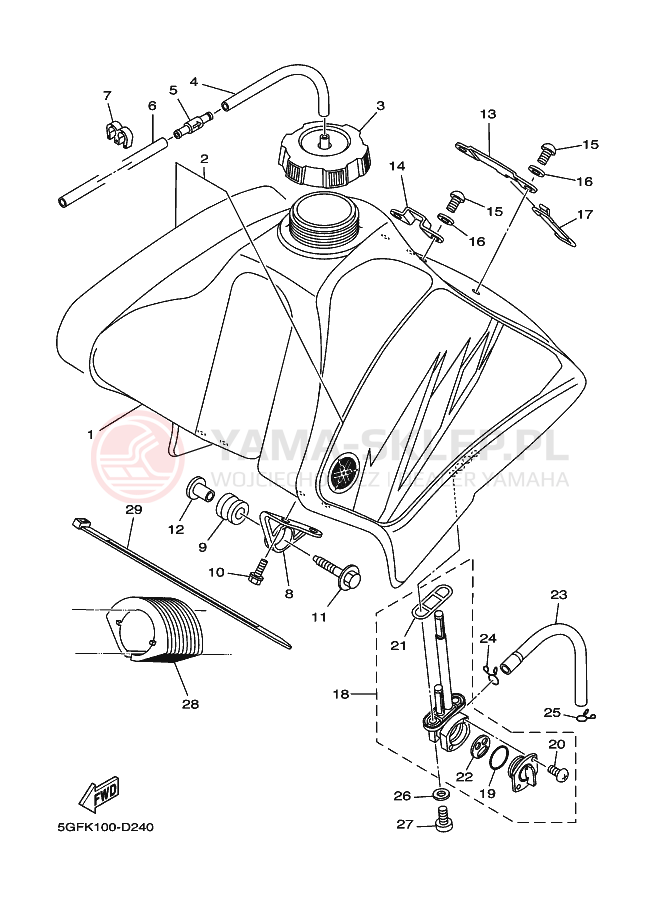 Schemat "zbiornik paliwa" do Yamaha TT250R TT-R250 TT250RT