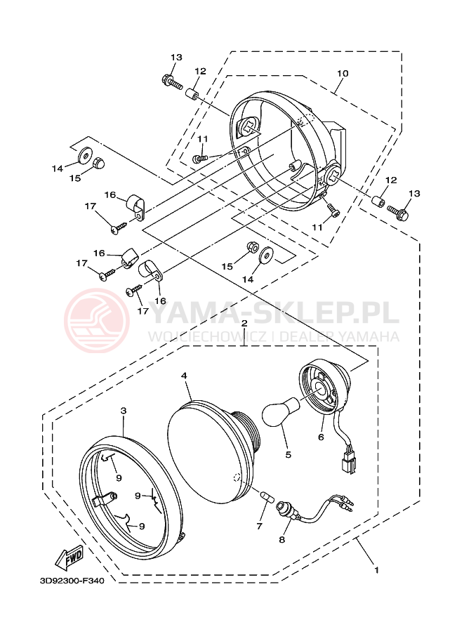 Schemat "Lampa przód" do Yamaha YBR125ED