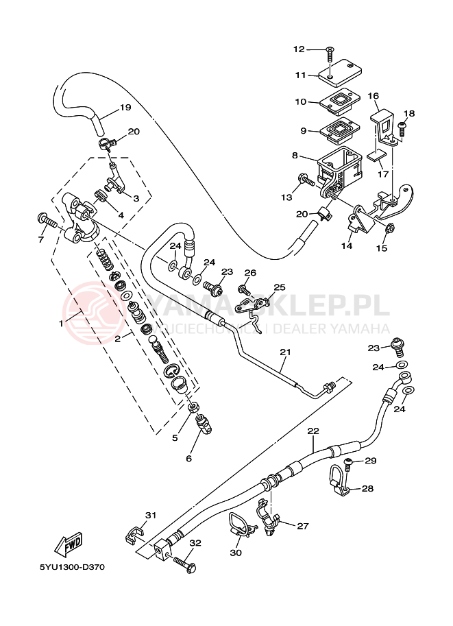Schemat "Pompa hamulcowa tył" do Yamaha MT01