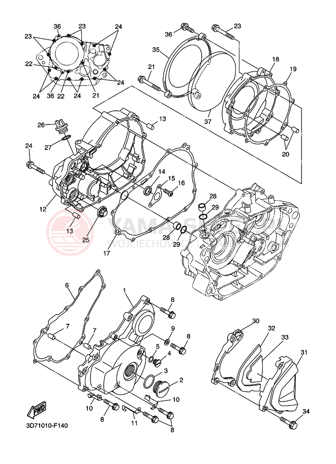 Schemat "Pokrywa silnika" do Yamaha WR250X