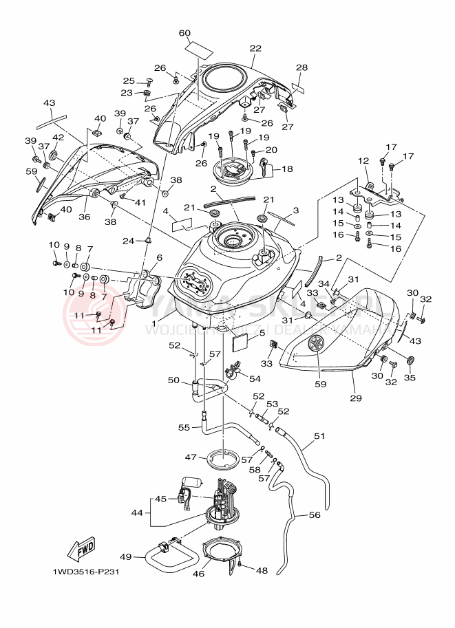 Schemat "zbiornik paliwa" do Yamaha YZF-R25