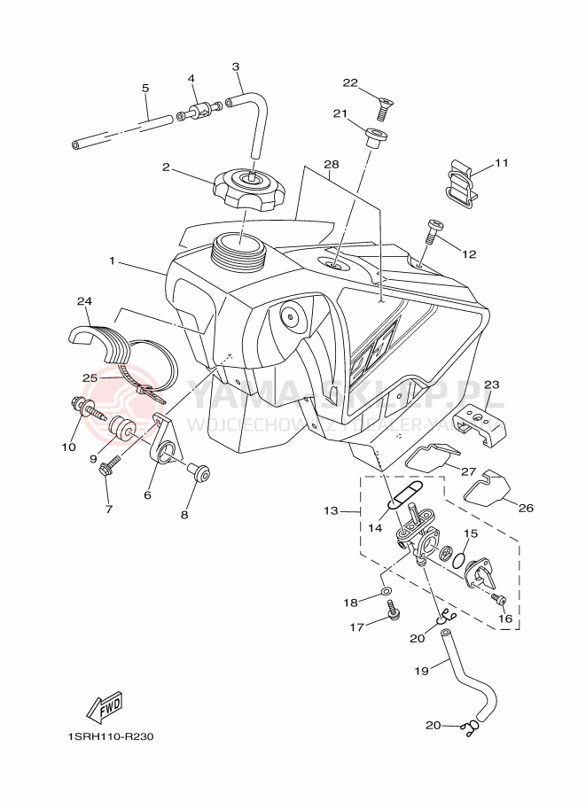 Schemat "zbiornik paliwa" do Yamaha YZ125
