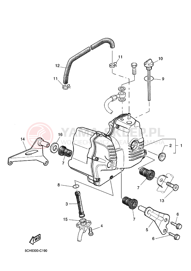 Schemat "ZBIORNIK OLEJU" do Yamaha TT600RE