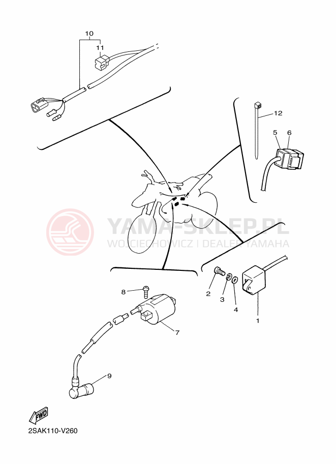 Schemat "układ elektryczny" do Yamaha PW50