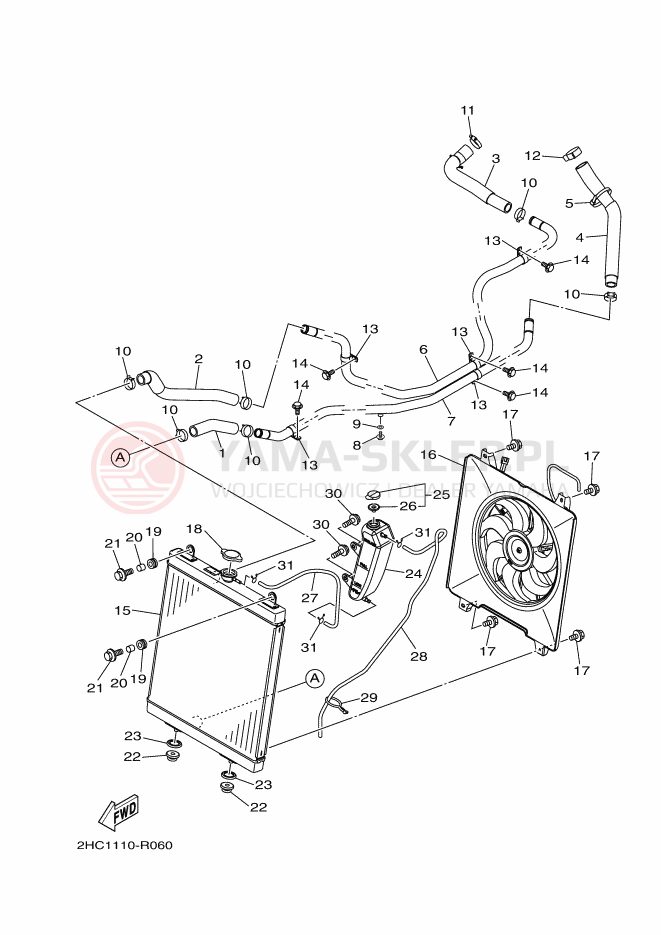 Schemat "Układ chlodzenia" do Yamaha YXZ1000R SE