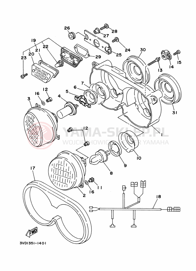 Schemat "Lampa przód" do Yamaha TDM850