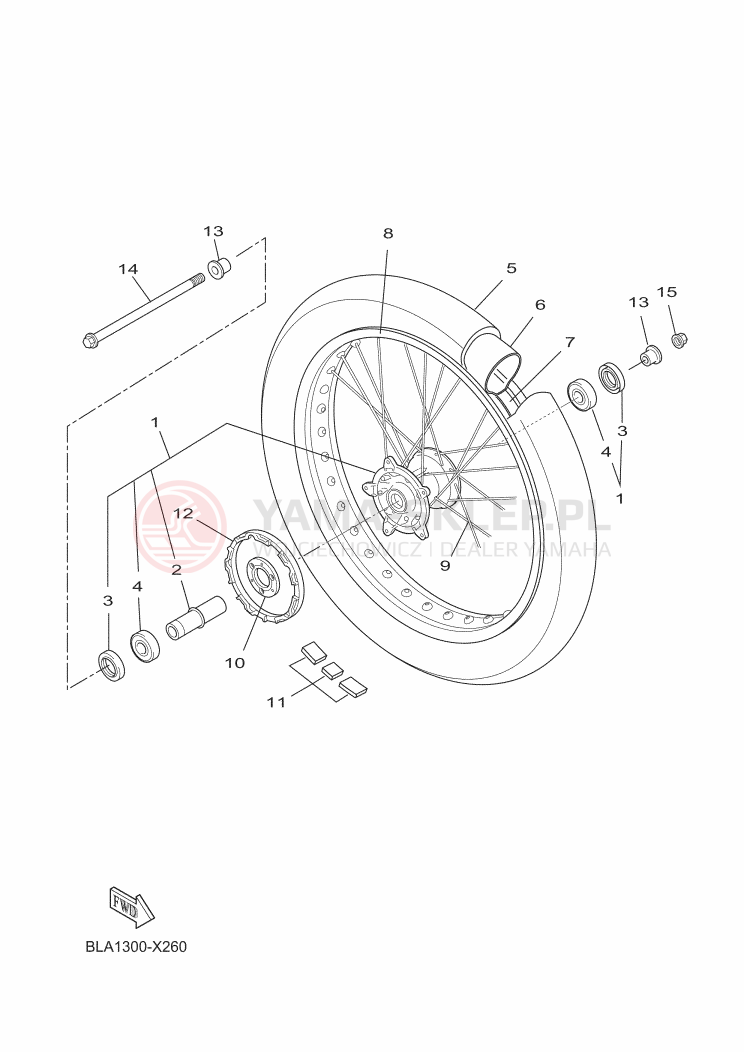 Schemat "Koło przód" do Yamaha XSR125 LEGACY