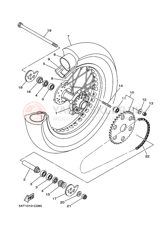 Schemat "Koło tył" do Yamaha XG250 TRICKER
