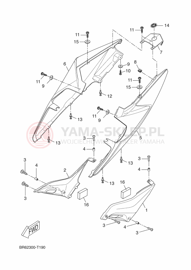 Schemat "Pokrywa boczna" do Yamaha YZF-R125