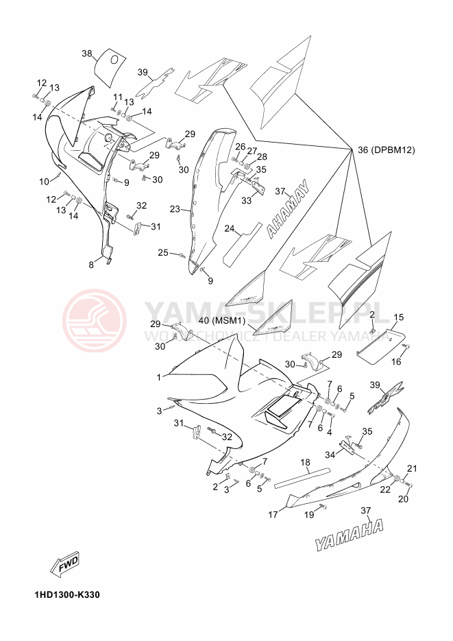Schemat "elementy nadwozia" do Yamaha TZR 50