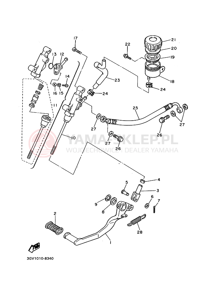 Schemat "Pompa hamulcowa tył" do Yamaha SRX400