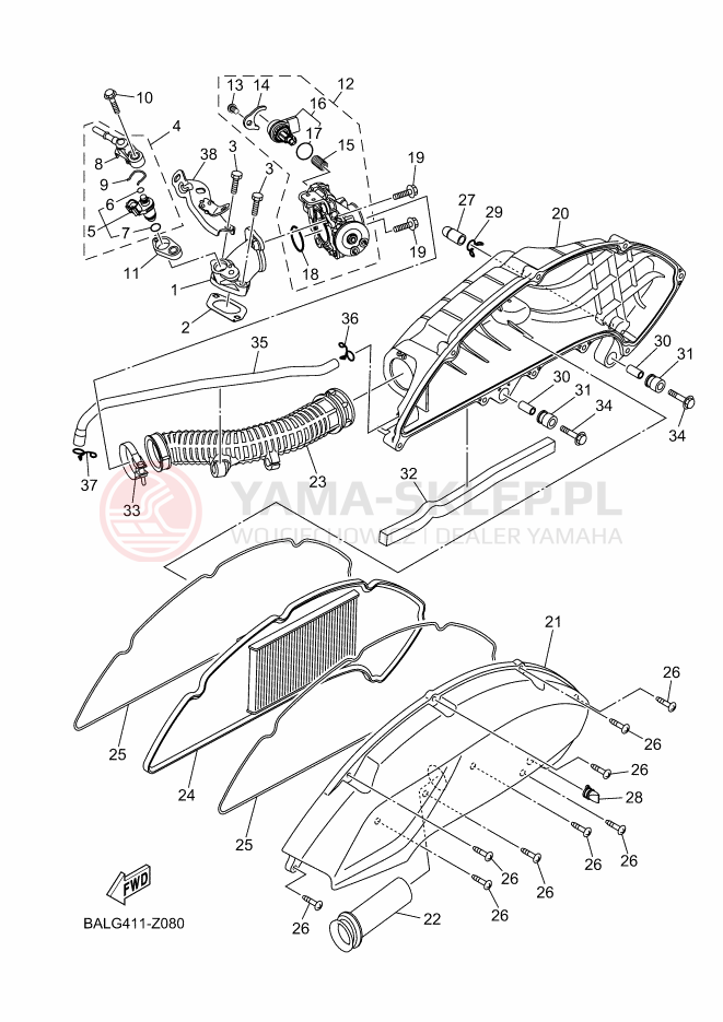 Schemat "Wtrysk paliwa" do Yamaha NMAX 125
