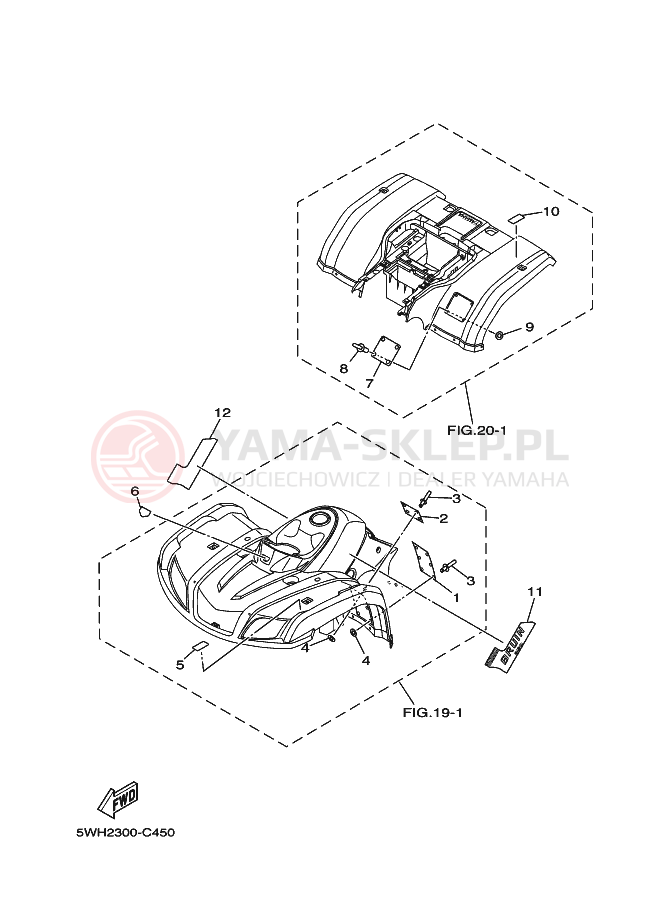 Schemat "naklejki" do Yamaha BRUIN 2WD