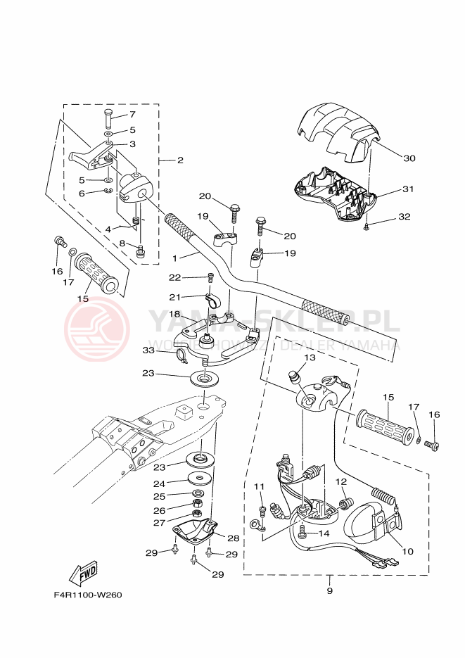Schemat "Kierownica i osprzęt" do Yamaha SJ1050