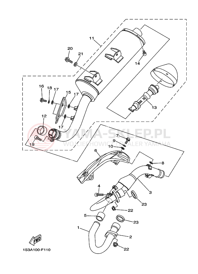 Schemat "Wydech końcowy" do Yamaha YFM700R