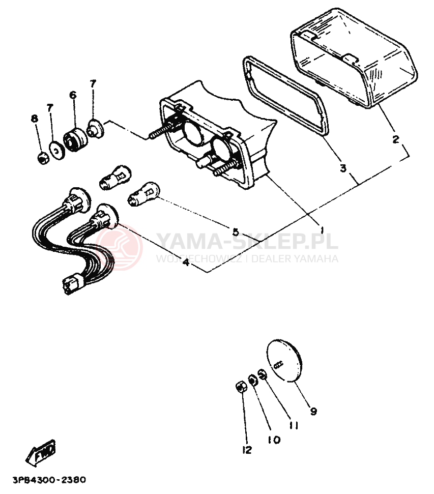 Schemat "lampa tył" do Yamaha TZR125