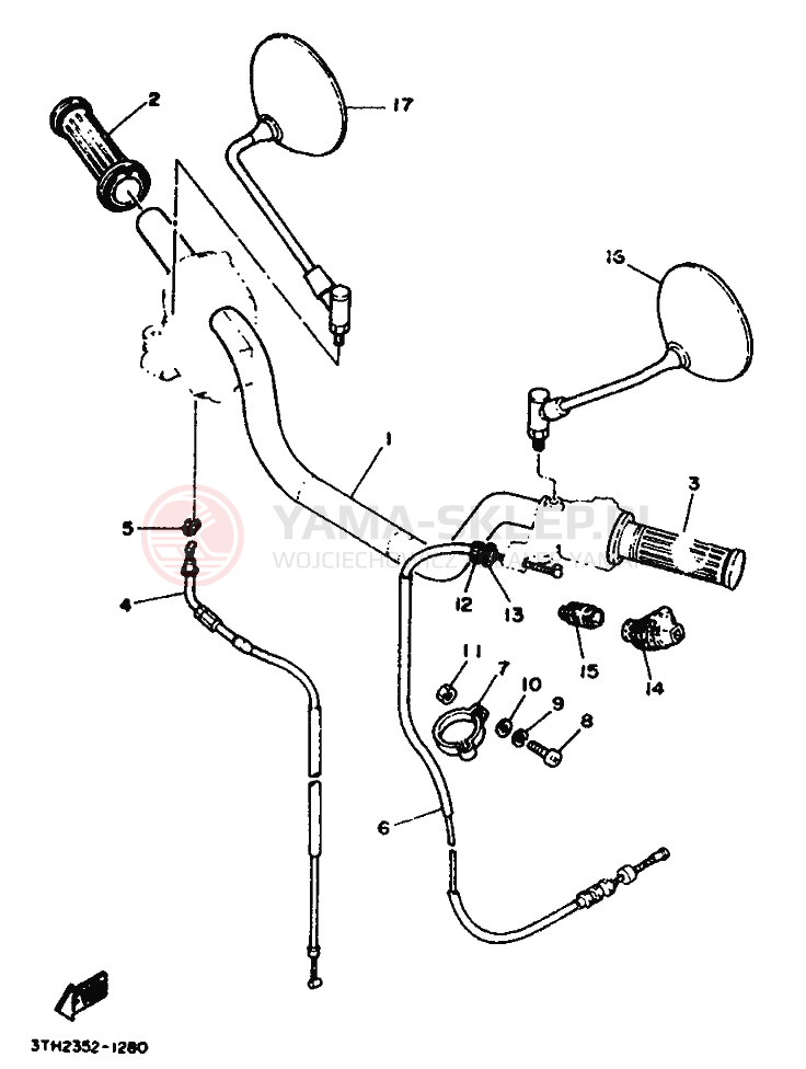 Schemat "Kierownica i osprzęt" do Yamaha SR250SP