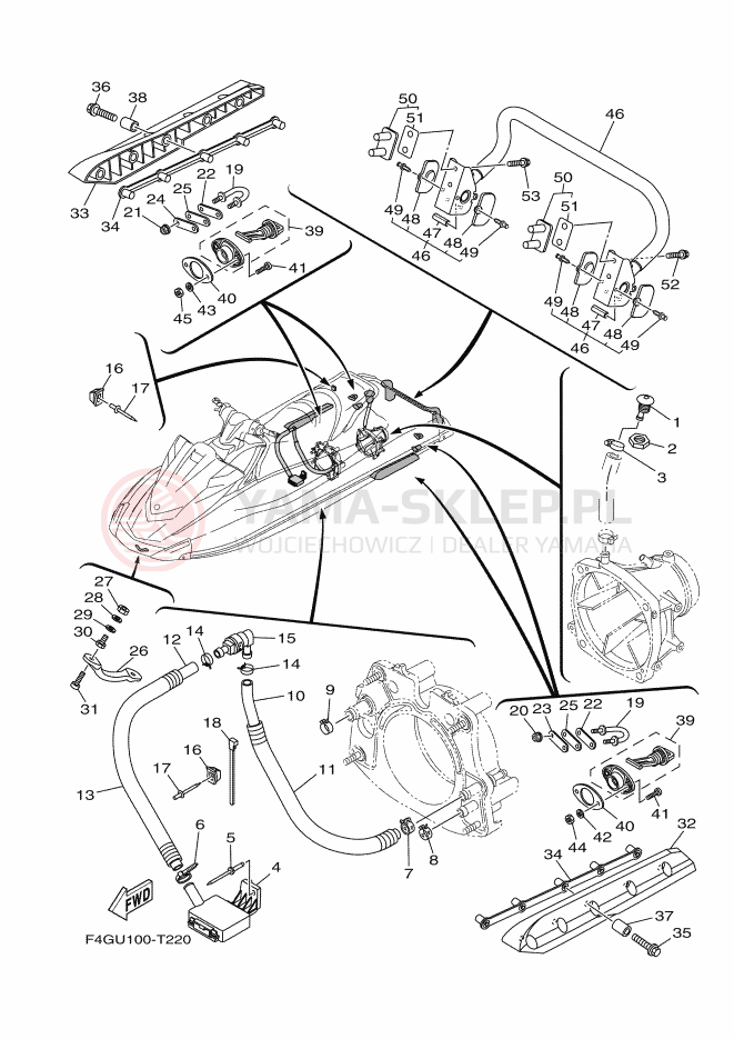 Schemat "HULL & DECK" do Yamaha VX