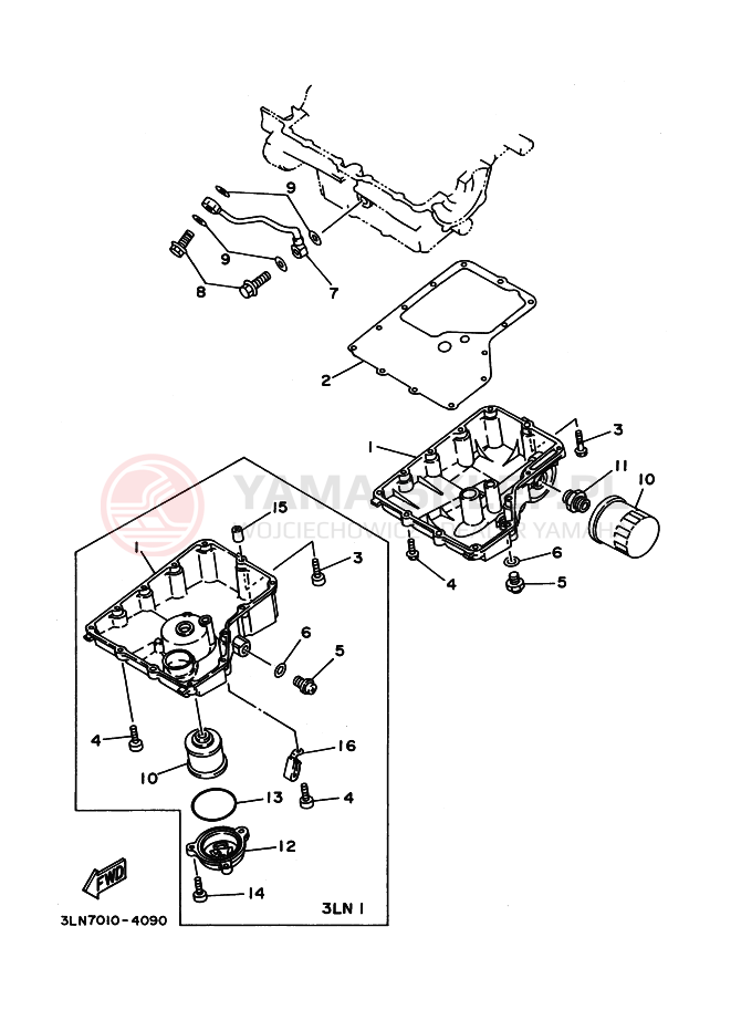 Schemat "Filtr oleju" do Yamaha FZR250R