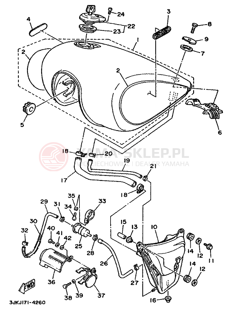 Schemat "zbiornik paliwa" do Yamaha XV1100 VIRAGO