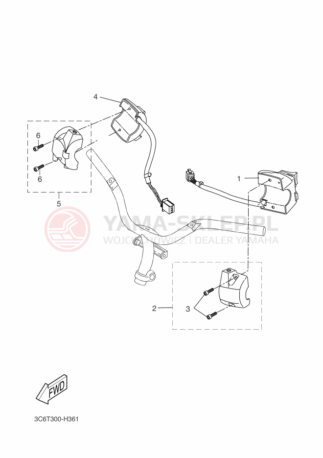 Schemat "Kierownica i osprzęt" do Yamaha AEROX