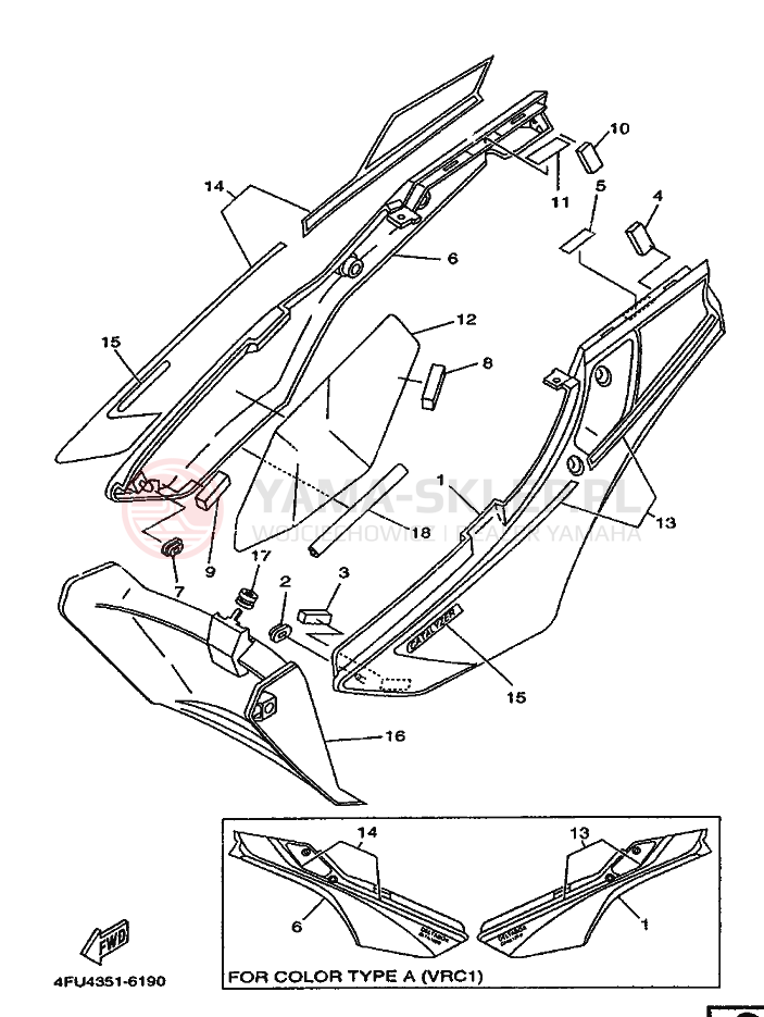 Schemat "Pokrywa boczna" do Yamaha TDR125