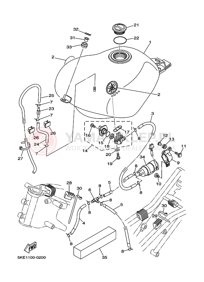 Schemat "zbiornik paliwa" do Yamaha TZ250