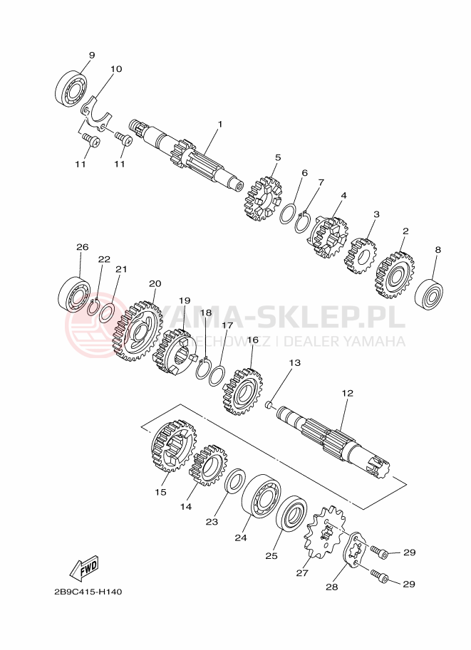 Schemat "Skrzynia biegów " do Yamaha YBR125ED