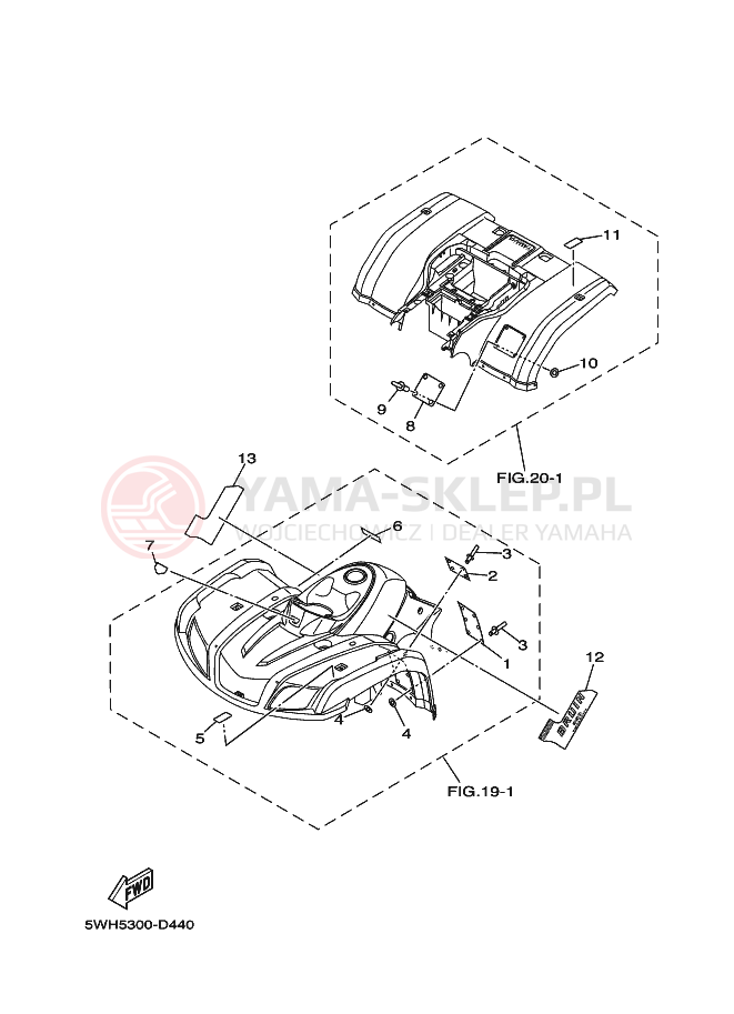 Schemat "naklejki" do Yamaha BRUIN 2WD