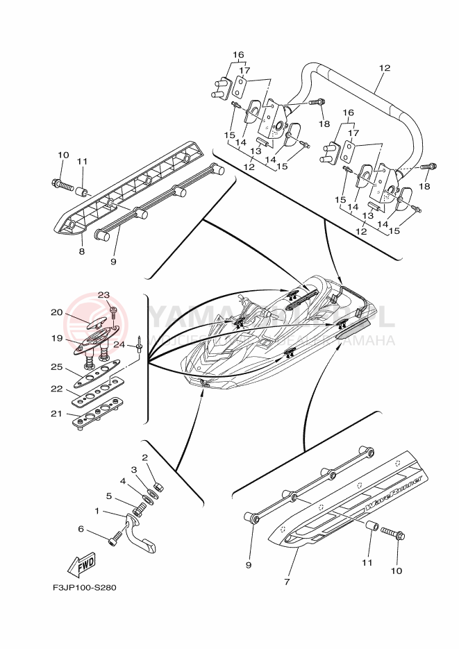 Schemat "HULL & DECK" do Yamaha FX LIMITED SVHO